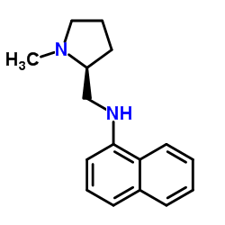 (S)-(-)-1-甲基-2-(1-萘胺甲基)吡咯烷结构式