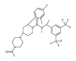 (2R,4S)-4-(4-acetylpiperazin-1-yl)-N-[(1R)-1-[3,5-bis(trifluoromethyl)phenyl]ethyl]-2-(4-fluoro-2-methylphenyl)-N-methylpiperidine-1-carboxamide结构式