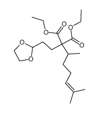 ethyl-2-carbethoxy-2-(1',1'-ethylene dioxy-3'-propyl)-3,7-dimethyl-oct-6-enoate结构式