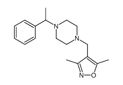 3,5-dimethyl-4-[[4-(1-phenylethyl)piperazin-1-yl]methyl]-1,2-oxazole结构式