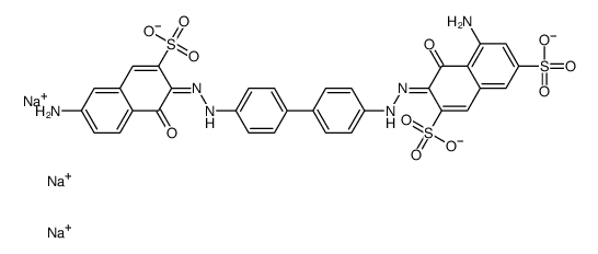 trisodium,(3Z)-5-amino-3-[[4-[4-[(2E)-2-(6-amino-1-oxo-3-sulfonatonaphthalen-2-ylidene)hydrazinyl]phenyl]phenyl]hydrazinylidene]-4-oxonaphthalene-2,7-disulfonate结构式