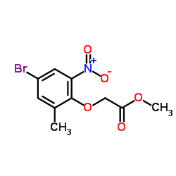 2-(4-溴-2-甲基-6-硝基苯氧基)-乙酸甲酯结构式