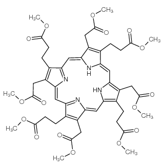 21H,23H-Porphine-2,7,12,17-tetraaceticacid, 3,8,13,18-tetrakis(3-methoxy-3-oxopropyl)-, 2,7,12,17-tetramethyl ester Structure