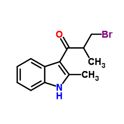 3-Bromo-2-methyl-1-(2-methyl-1H-indol-3-yl)-1-propanone结构式