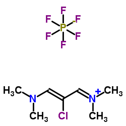 (2Z)-2-Chloro-3-(dimethylamino)-N,N-dimethyl-2-propen-1-iminium hexafluorophosphate结构式