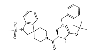 (R)-叔丁基(3-(苄氧基)-1-(1-(甲磺酰基)螺[吲哚-3,4'-哌啶]-1'-基)-1-氧代丙烷-2-基)氨基甲酸酯结构式