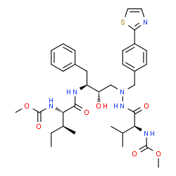 1-[4-(Thiazol-2-yl)-phenyl]-4(S)-hydroxy-2-N-(N-methoxycarbonyl-(L)-va ly)amino]-5(S)-N-(N-methoxycarbonyl-(L)-iso-leucyl)amino-6-phenyl-2-az ahexane结构式