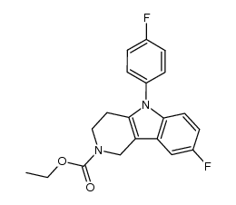 2-carbethoxy-8-fluoro-5-(4-fluorophenyl)-1,2,3,4-tetrahydro-γ-carboline结构式