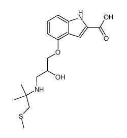 4-[3-(1,1-dimethyl-2-methylsulfanyl-ethylamino)-2-hydroxy-propoxy]-indole-2-carboxylic acid结构式