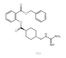 Benzoic acid,2-[[[trans-4-[[(aminoiminomethyl)amino]methyl]cyclohexyl]carbonyl]oxy]-,phenylmethyl ester, monohydrochloride (9CI)结构式