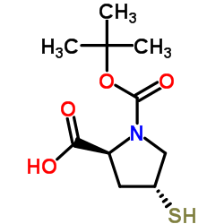 (4R)-1-{[(2-Methyl-2-propanyl)oxy]carbonyl}-4-sulfanyl-L-proline结构式
