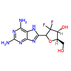 (1ξ)-1,4-Anhydro-2-deoxy-1-(2,6-diamino-7H-purin-8-yl)-2,2-difluoro-D-erythro-pentitol Structure