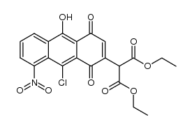 5-nitro-9-hydroxy-10-chloro-3-di(ethoxycarbonyl)methyl-1,4-anthraquinone结构式