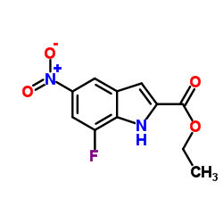 Ethyl 7-fluoro-5-nitro-1H-indole-2-carboxylate结构式