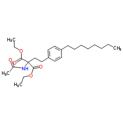 二乙基2-乙酰胺基-2-(4-辛基苯乙基)丙二酸酯结构式