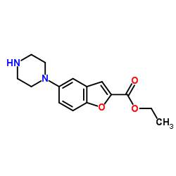 5-(1-哌嗪基)苯并呋喃-2-甲酸乙酯结构式