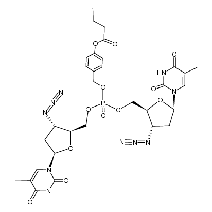 4-butanoyloxybenzyl bis(3'-azido-3'-deoxythymidin-5-yl) phosphate结构式