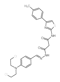 N-[[4-[bis(2-chloroethyl)amino]phenyl]methylideneamino]-N-[4-(4-methylphenyl)-1,3-thiazol-2-yl]propanediamide结构式