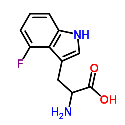 2-氨基-3-(4-氟-1H-吲哚-3-基)丙酸结构式