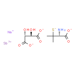 Antimonate(3-), (2,3-dihydroxybutanedioato(4-)-O2,O3)(3-mercapto-L-val inato(2-)-N,S)-, sodium dihydrogen, (T-4-(R-(R*,R*)))- picture
