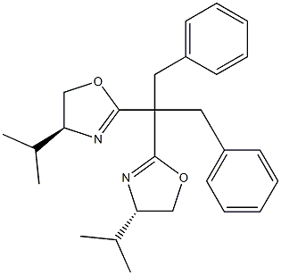 (4S,4''S)-2,2''-[2-苯基-1-(苯基甲基)亚乙基]双[4-(1-甲基乙基)-4,5-二氢恶唑]结构式