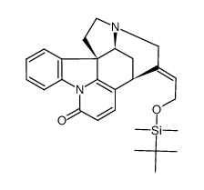 (-)-(21E)-8,11,12,13-tetradehydro-24-(tert-butyldimethylsilyl)-12,24-secostrychnidin-10-one结构式