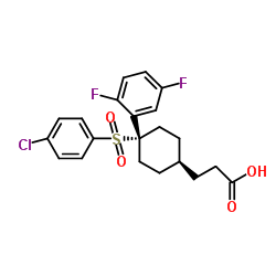 Cyclohexanepropanoic acid, 4-[(4-chlorophenyl)sulfonyl]-4-(2,5-difluorophenyl)-, cis Structure