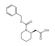 (R)-2-[(N-benzyloxycarbonyl)piperidin-2-yl]ethanoic acid结构式