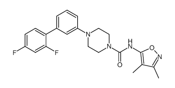 4-(2',4'-difluorobiphenyl-3-yl)-N-(3,4-dimethylisoxazol-5-yl)piperazine-1-carboxamide structure