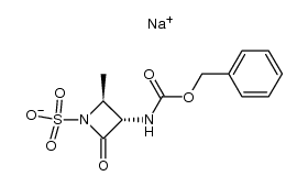 (2S-反式)-2-甲基-4-氧代-3-[[苄氧羰基]氨基]-1-吖丁啶磺酸单钠盐结构式
