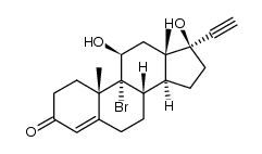 9α-bromo-11β,17β-dihydroxy-17α-pregn-4-en-20-yn-3-one结构式