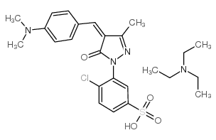 4-氯-3-[4-[4-(二甲氨基)苯亚甲基]-3-甲基-5-氧代-2-吡唑啉-1-基]苯磺酸三乙胺盐结构式