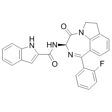 1H-Indole-2-carboxamide, N-[(3R)-1-(2-fluorophenyl)-3,4,6,7-tetrahydro-4-oxopyrrolo[3,2,1-jk][1,4]benzodiazepin-3-yl]- picture