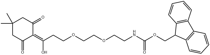 (9H-芴-9-基)甲基(2-(2-(3-(4,4-二甲基-2,6-二氧代环己基)-3-羟基丙氧基)乙氧基)乙基)氨基甲酸酯结构式