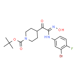 N-(3-溴-4-氟苯基)-N'-羟基-2-(1-BOC-4-哌啶基)-2-氧代乙脒结构式