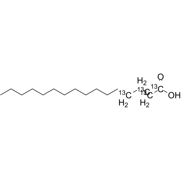 Palmitic acid-1,2,3,4-13C4 structure