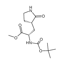 (alphaS,3S)-alpha-[(叔-丁基氧羰基)氨基]-2-氧代-3-吡咯烷丙酸甲酯结构式