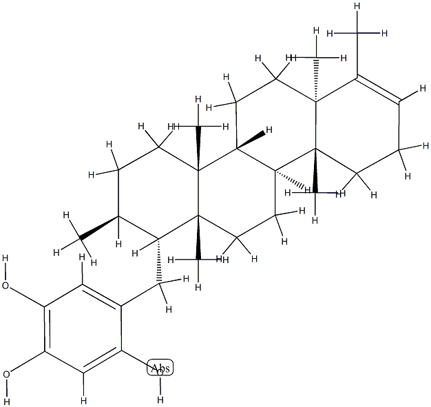 5-[[(14R,17S,17aR)-4,5,14,17-Tetramethyl-D-homo-5α-androst-3-en-17a-yl]methyl]-1,2,4-benzenetriol结构式