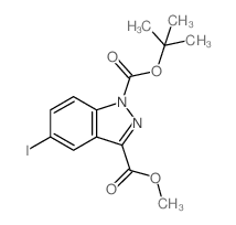 1H-吲唑-1,3-二羧酸,5-碘-,1-(1,1-二甲基乙基)3-甲酯结构式