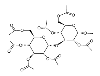 methyl 2,4,6-tri-O-acetyl-3-O-(2,3,4,6-tetra-O-acetyl-α-D-glucopyranosyl)-β-D-glucopyranoside结构式