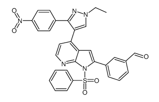 3-{4-[1-Ethyl-3-(4-nitrophenyl)-1H-pyrazol-4-yl]-1-(phenylsulfony l)-1H-pyrrolo[2,3-b]pyridin-2-yl}benzaldehyde结构式