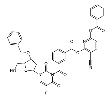 (6-benzoyloxy-3-cyanopyridin-2-yl) 3-[5-fluoro-3-[(2R,4S,5R)-5-(hydroxymethyl)-4-phenylmethoxyoxolan-2-yl]-2,6-dioxopyrimidine-1-carbonyl]benzoate结构式