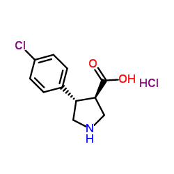(+/-)-TRANS-4-(4-CHLOROPHENYL)PYRROLIDINE-3-CARBOXYLIC ACID HYDROCHLORIDE结构式