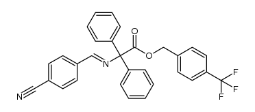 4-(trifluoromethyl)benzyl 2-(4-cyanobenzylideneamino)-2,2-diphenylacetate Structure