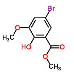 5-溴-2-羟基-3-甲氧基苯甲酸甲酯结构式