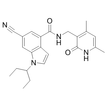 6-氰基-N-[(1,2-二氢-4,6-二甲基-2-氧代-3-吡啶基)甲基]-1-(1-乙基丙基)-1H-吲哚-4-甲酰胺结构式