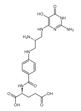 (S)-2-(4-(((S)-2-amino-3-((2-amino-5-hydroxy-6-oxo-1,6-dihydropyrimidin-4-yl)amino)propyl)amino)benzamido)pentanedioic acid结构式