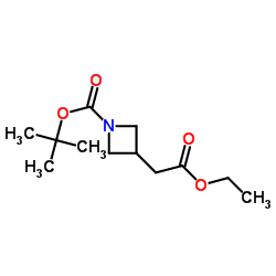 3-(2-乙氧基-2-氧代乙基)氮杂丁烷-1-羧酸叔丁酯结构式