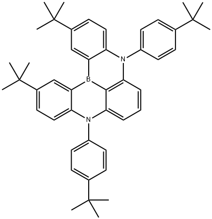 2,12-二(叔丁基)-5,9-双(4-叔丁基苯基)-5,9-二氮杂-13B-硼萘[3,2,1-脱]蒽结构式