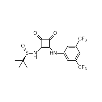 (R)-N-(2-((3,5-双(三氟甲基)苯基)氨基)-3,4-二氧代环丁-1-烯-1-基)-2-甲基丙烷-2-亚磺酰胺结构式